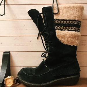 UGG Wool and Suede Black Boots